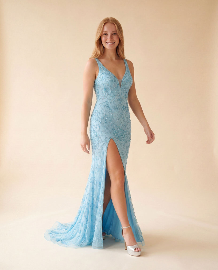 Robe Sirène Bleu Ciel