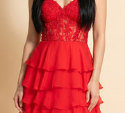 Robe Corset À Volant Rose