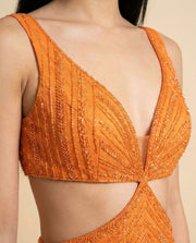 Robe Brillante Dos Ouvert Orange