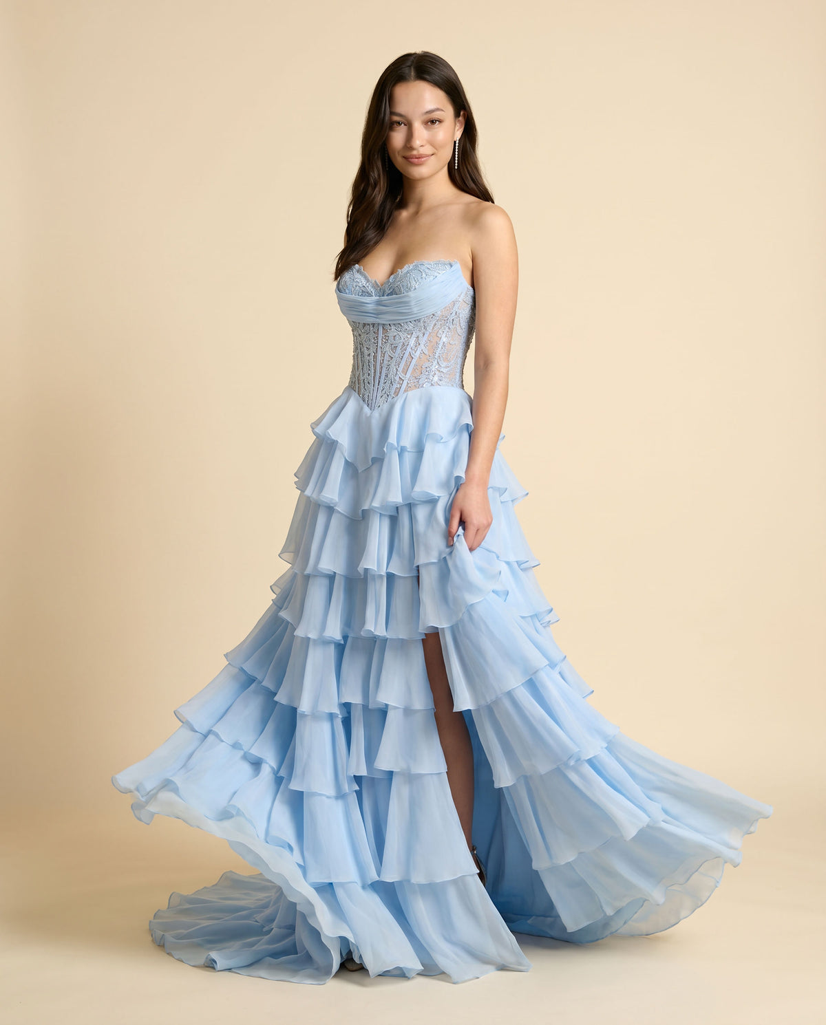 Robe Corset À Volants Blush