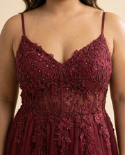 Slit Gown Burgundy