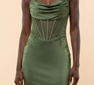 Robe Satinée Vert Moss