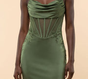 Robe Satinée Vert Moss