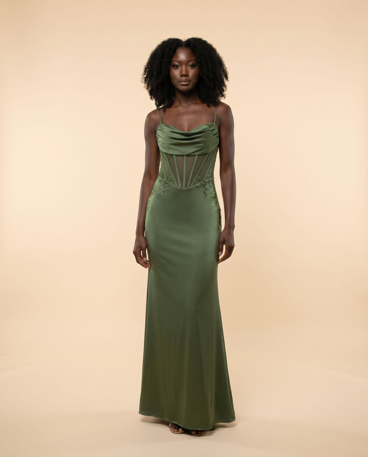 Robe Satinée Vert Moss