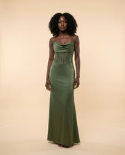 Robe Satinée Vert Moss