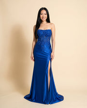 Robe Col Droit Ajusté Royal