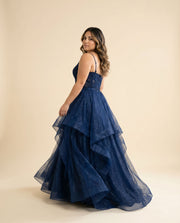 Robe À Volants Bleu Marin