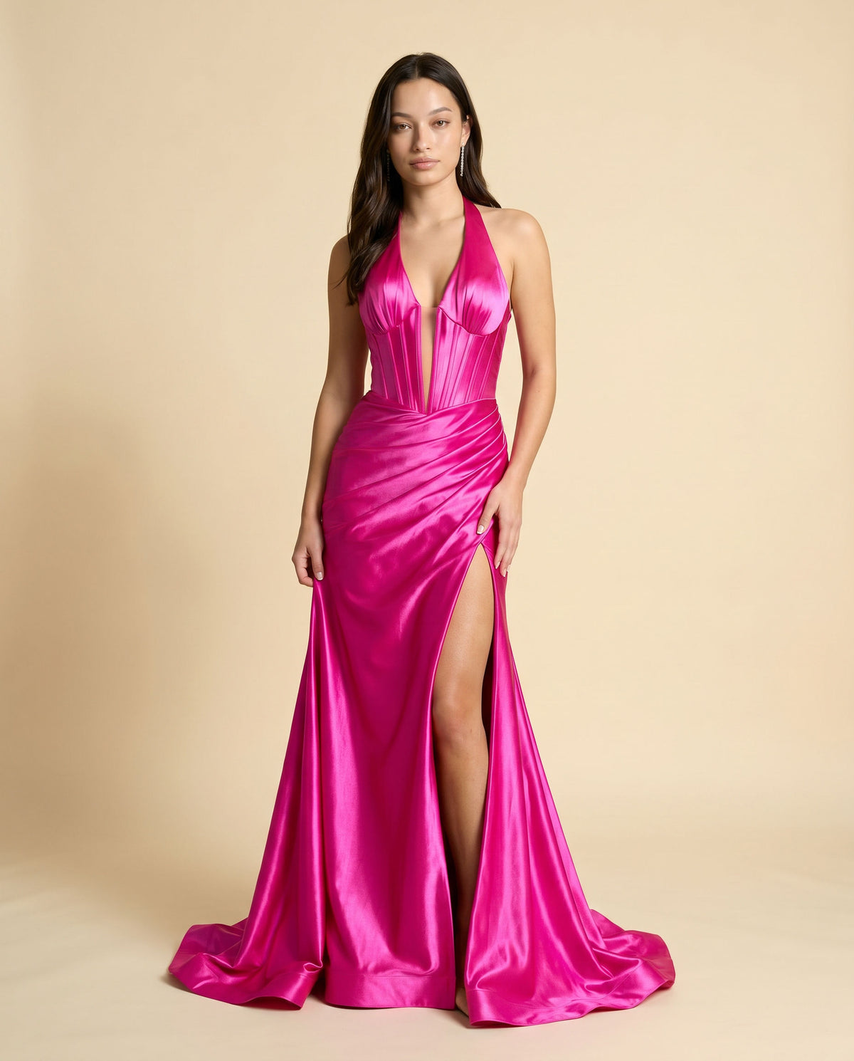 Robe En Satin Rose Flamboyant
