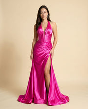 Robe En Satin Rose Flamboyant