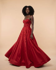 Robe Brillante Bustier Avec Fente Rouge