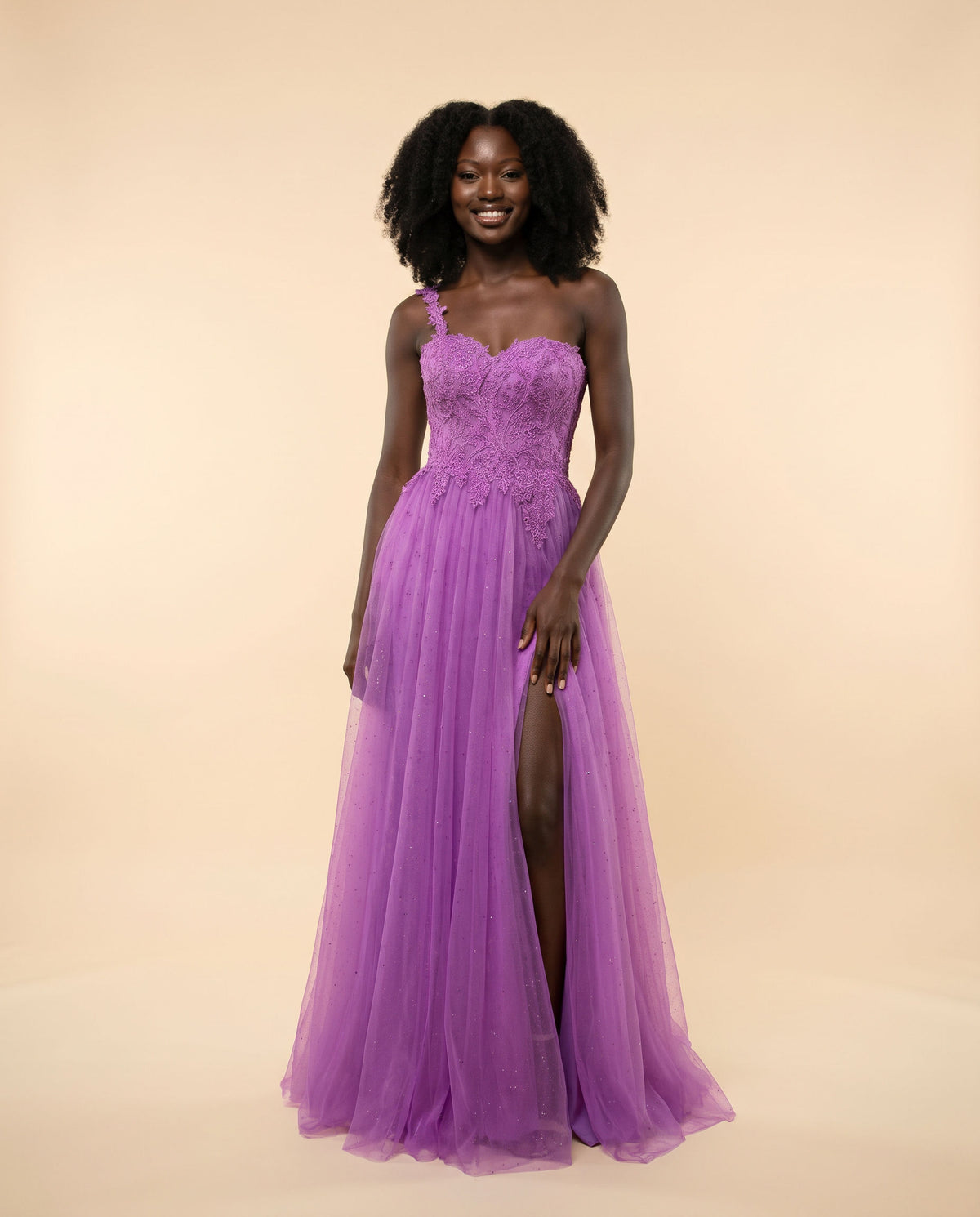 Robe en A une bretelle Magenta