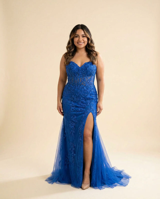 Robe ajustée avec fente Periwinkle