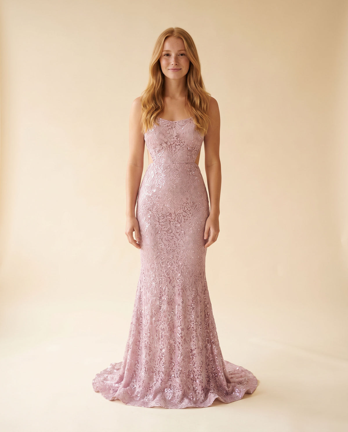 Robe ajustée ajourée brillante Rose