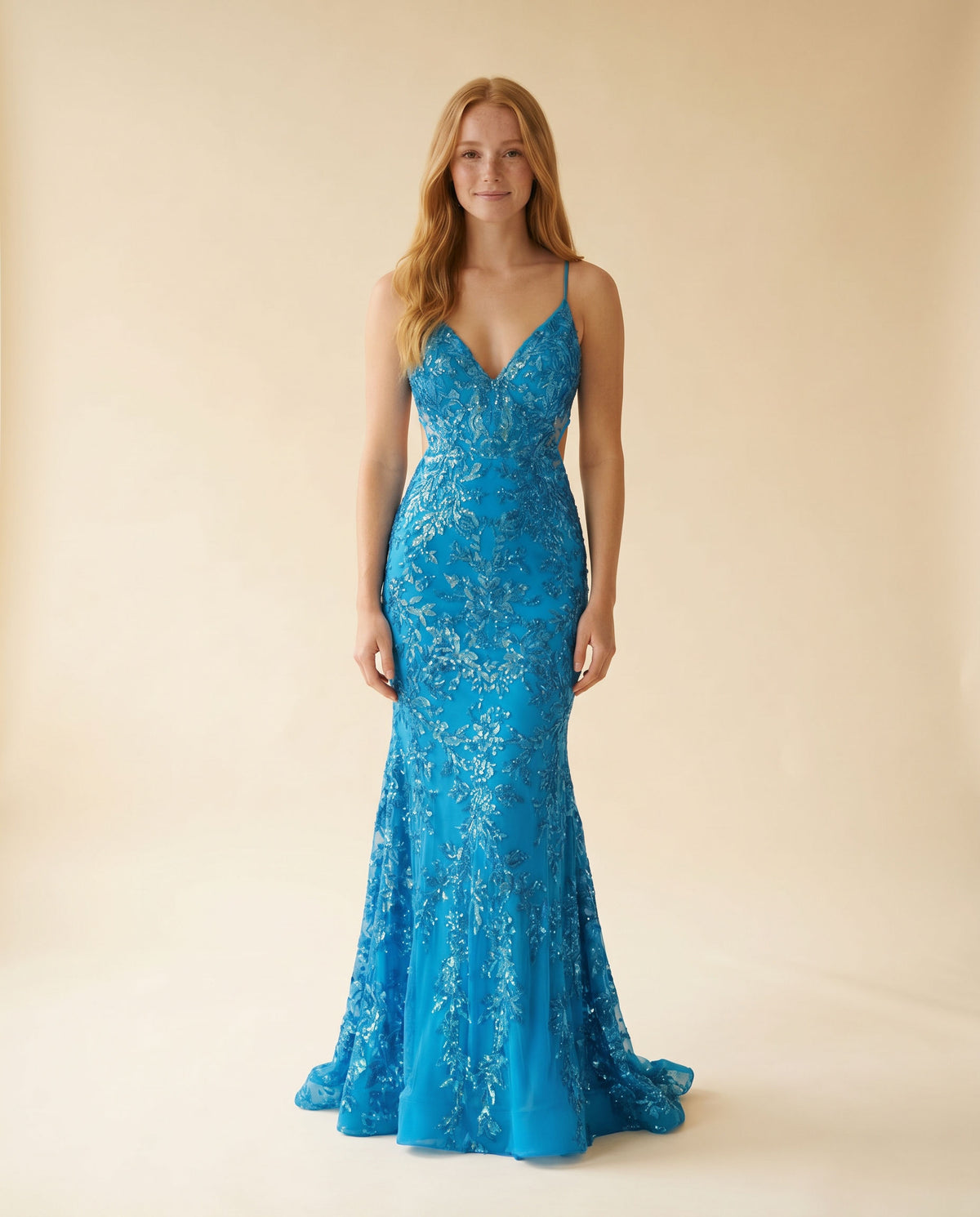 Robe À Dos Ouvert Bleu Céruléen