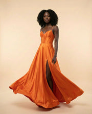 Robe En Satin Corset Orange