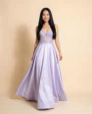Robe Corset En Mikado Marine