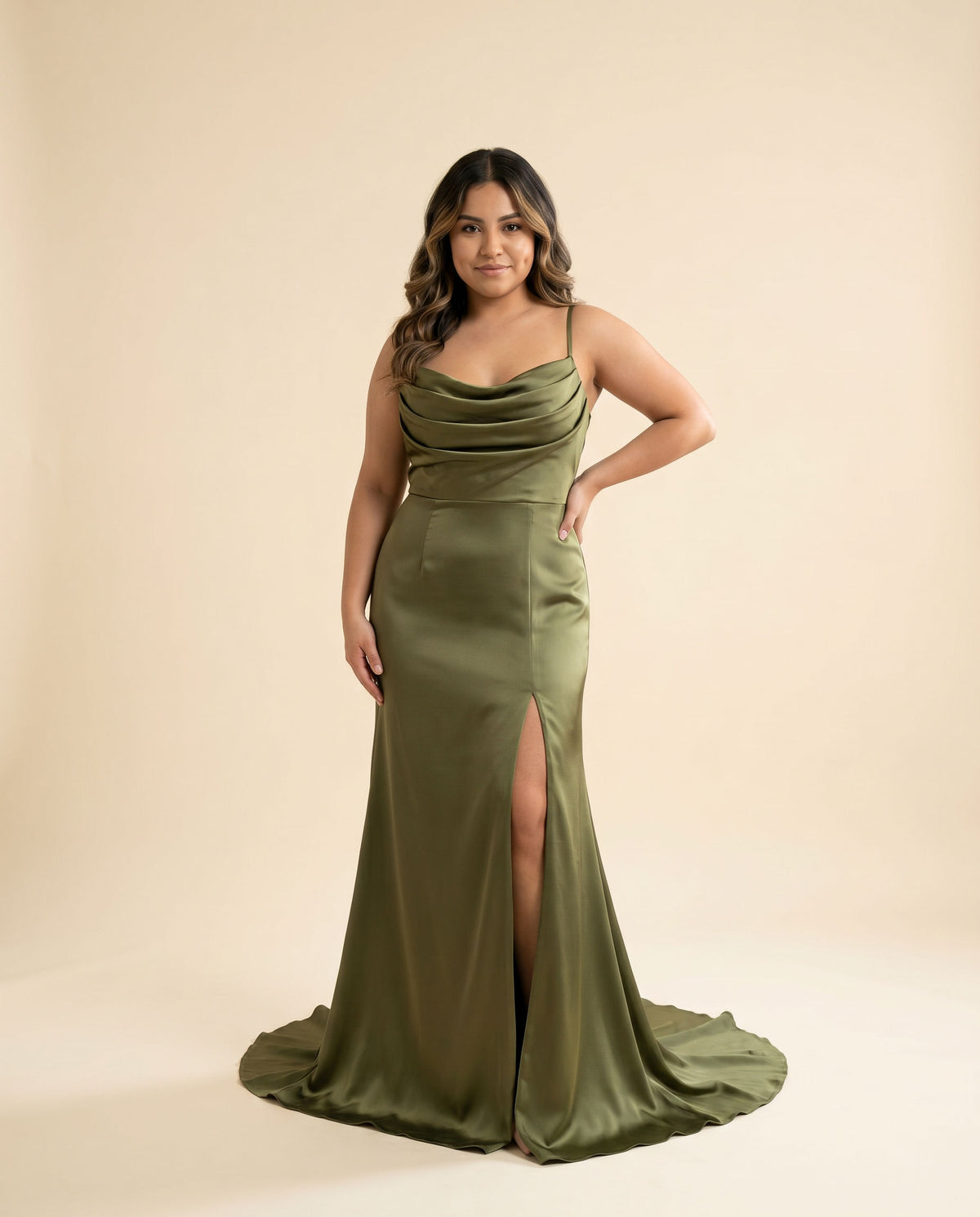 Robe De Satin Olive