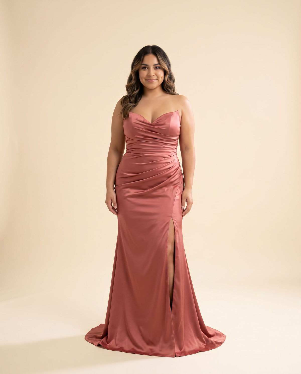 Robe Satinée Bustier Sienna Rose