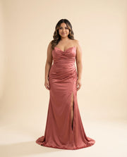 Robe Satinée Bustier Sienna Rose
