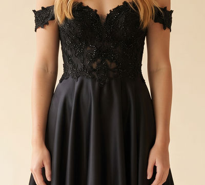 Robe princesse en satin Noire