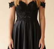 Robe princesse en satin Noire
