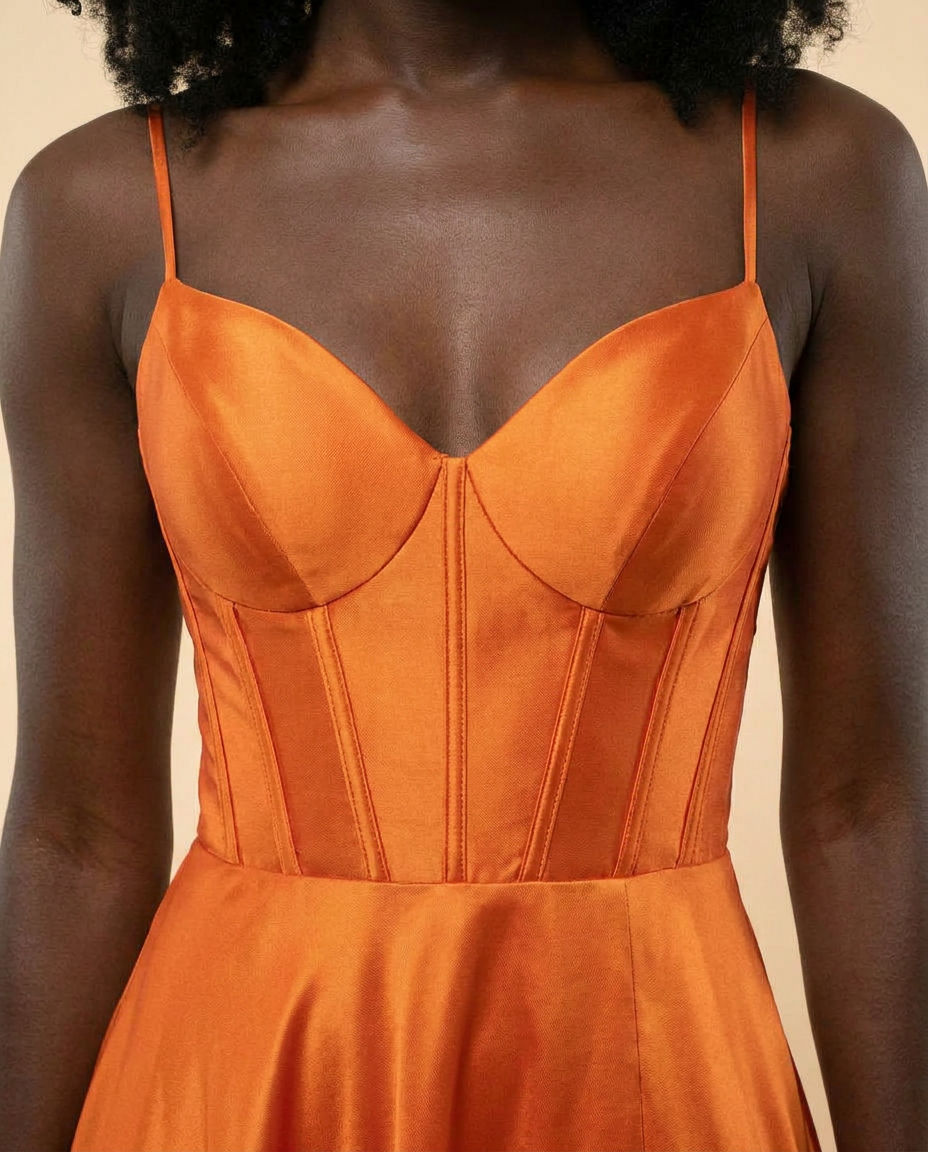 Robe En Satin Corset Orange