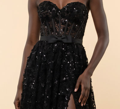 Robe Corset Scintillante Noire