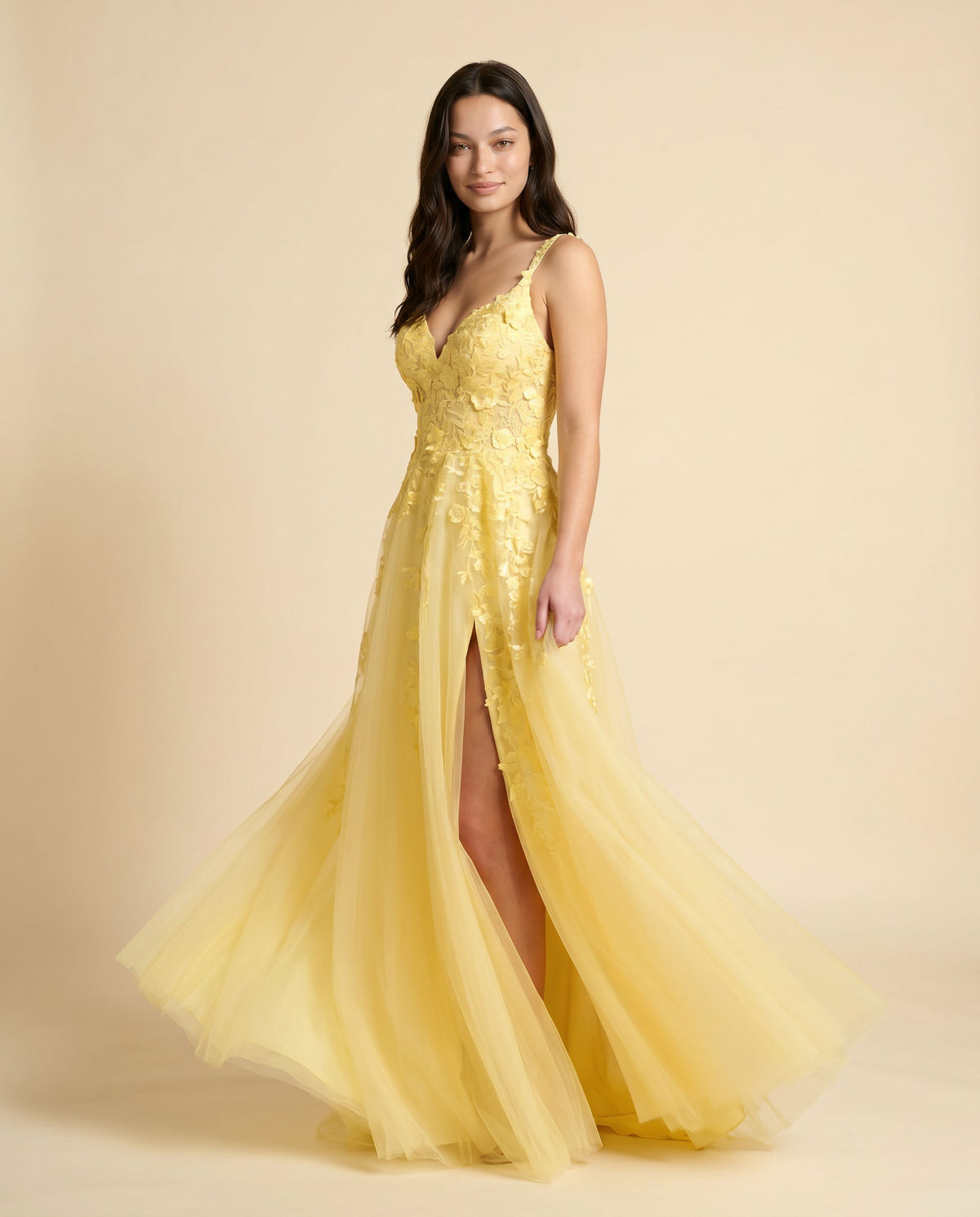 Robe Avec Fente Jaune