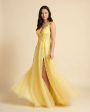 Robe Avec Fente Jaune