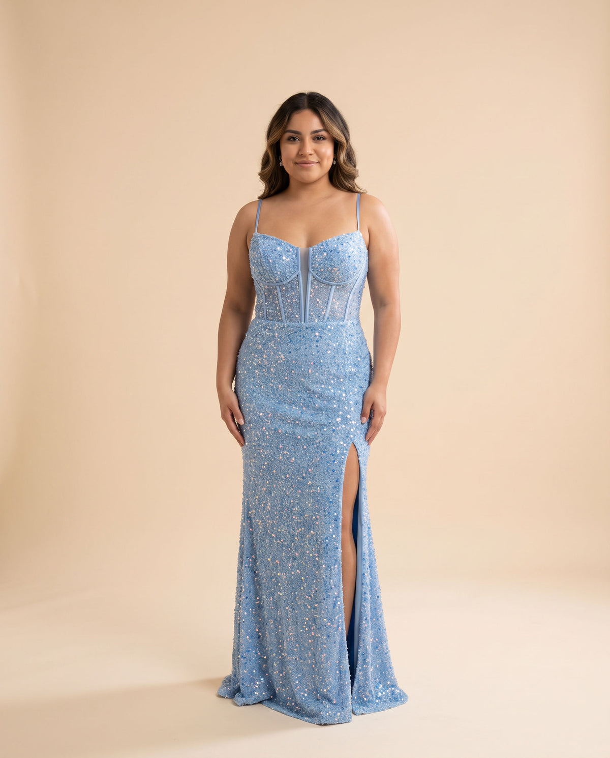 Robe Bleu Poudre Scintillante