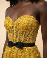 Robe Corset Scintillante Jaune
