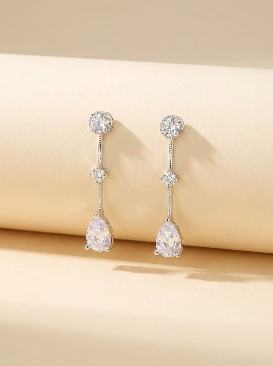 Boucles d'oreilles Pendantes Cristal Argent