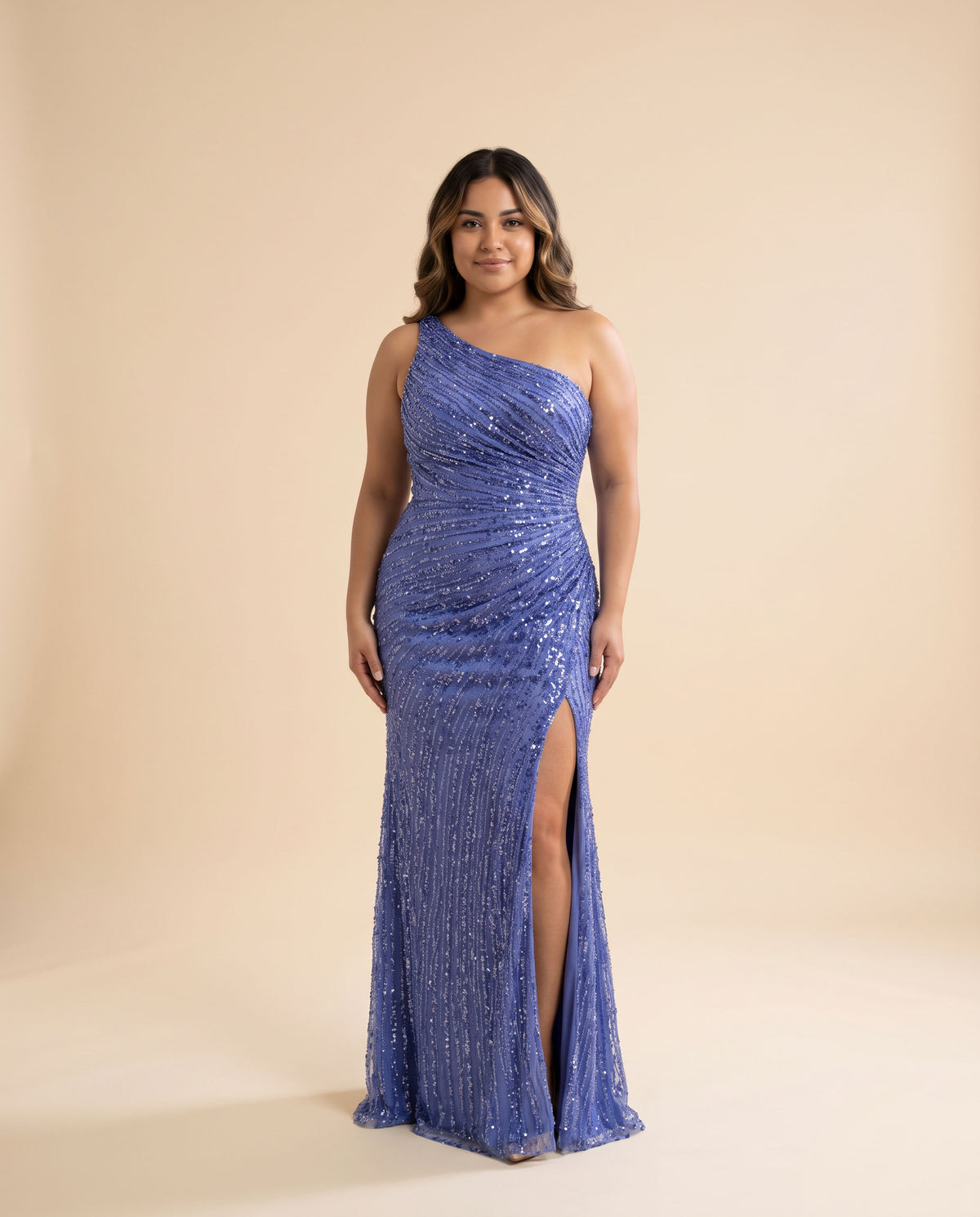Robe Une Bretelle Brilante Periwinkle
