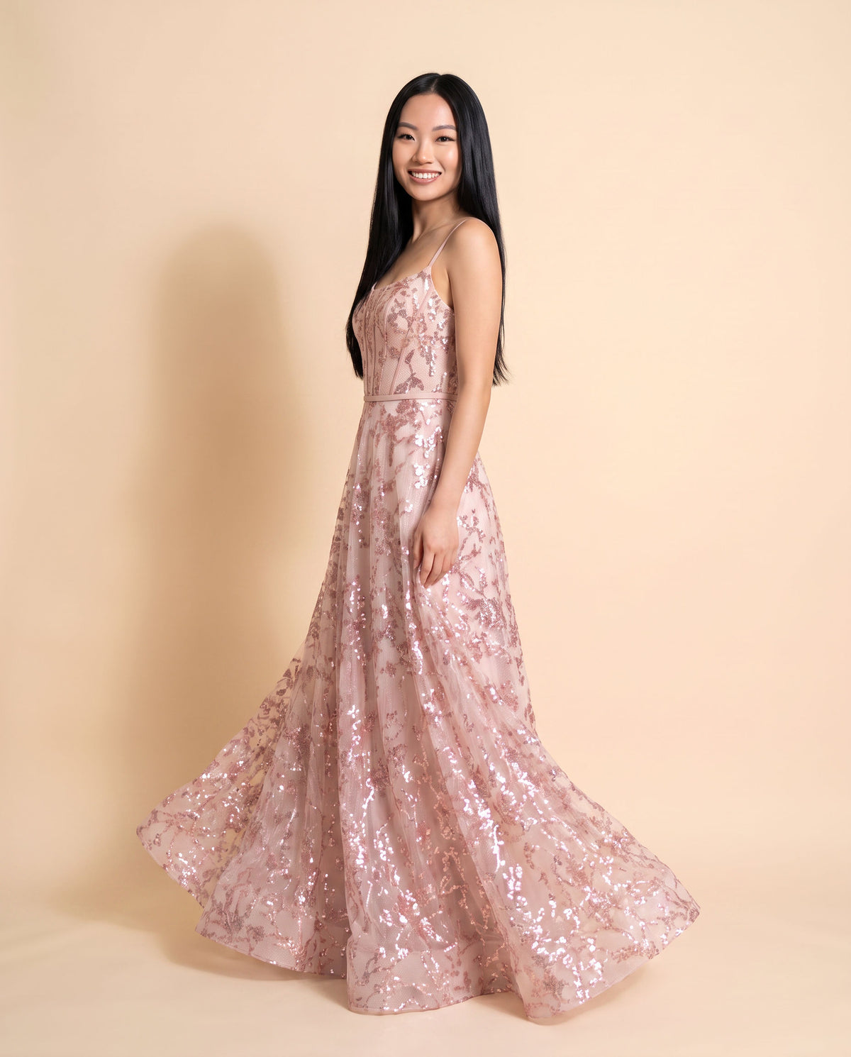 Robe Étincelante À Corset Blush