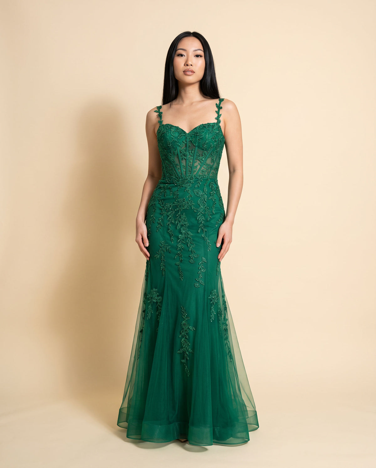 Robe En Dentelle Émeraude