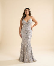 Robe À Dos Ouvert Argent