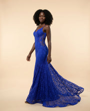 Robe Ajustée En Dentelle Royal