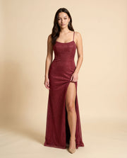 Robe scintillante ajustée Rose