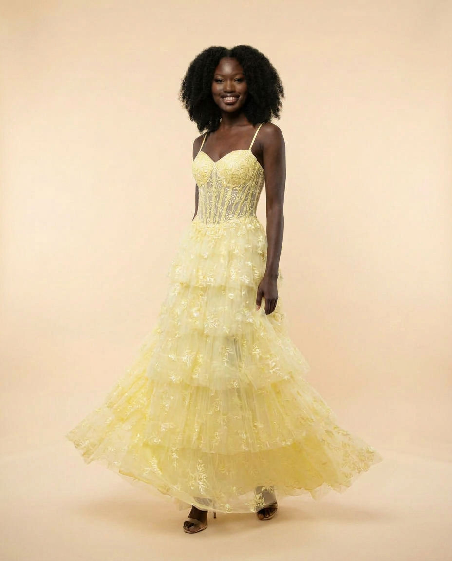 Tiered Gown Light Yellow