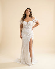 Robe À Corset Et Plumes D'autruche Rouge