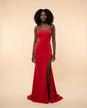 Robe Ajustée À Corset Rouge