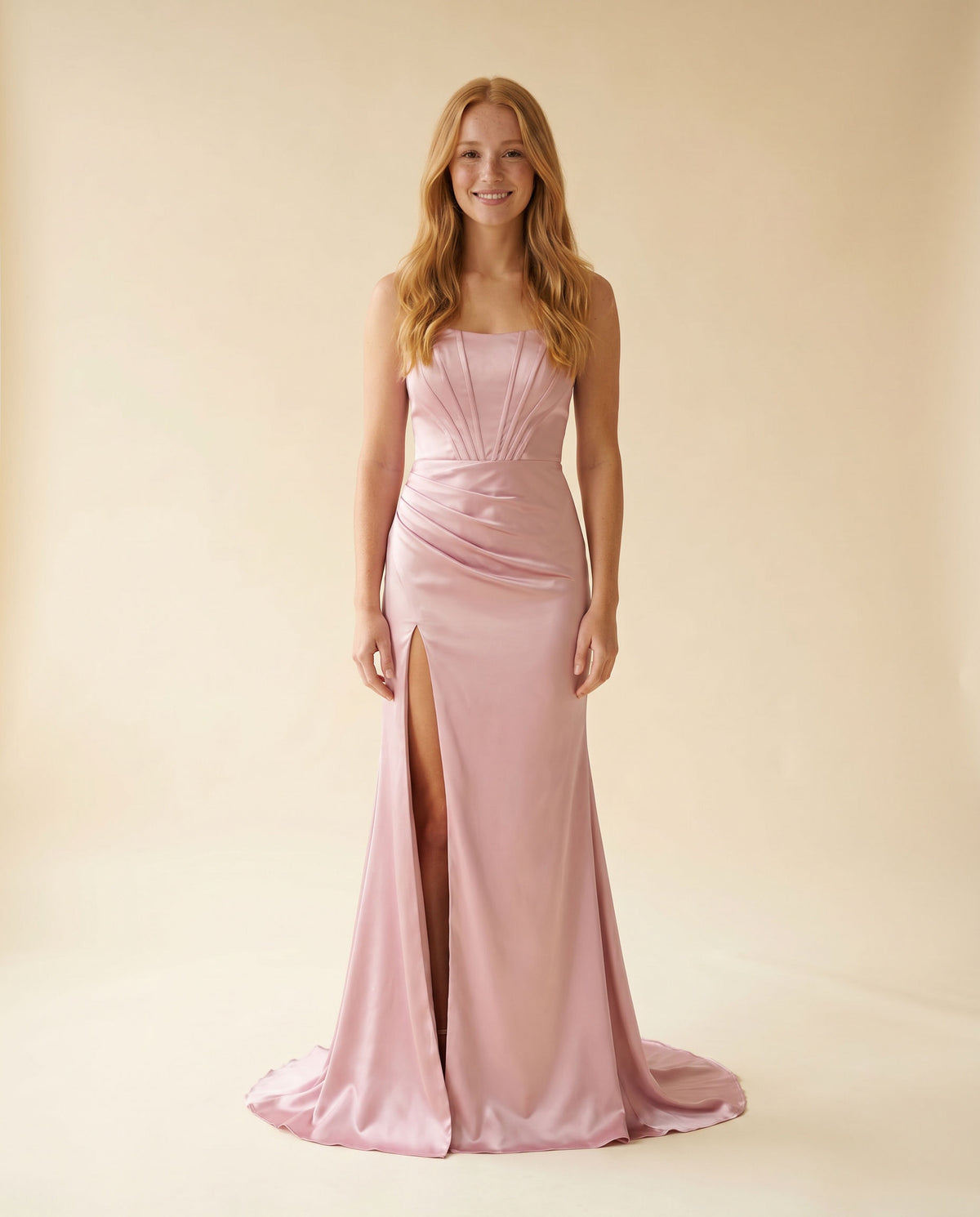Robe Corset En Satin Rose