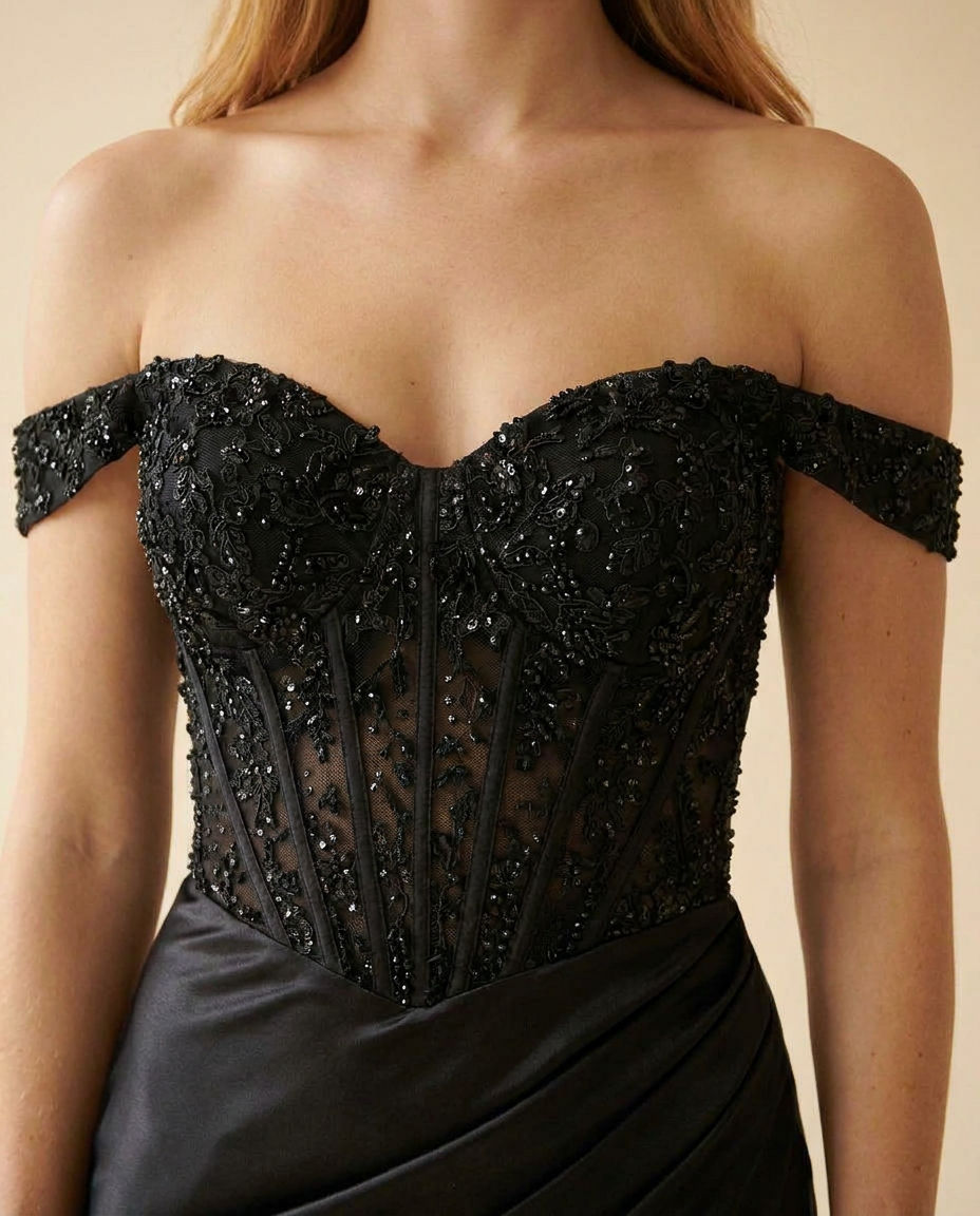 Robe Corset Off Shoulder Noir