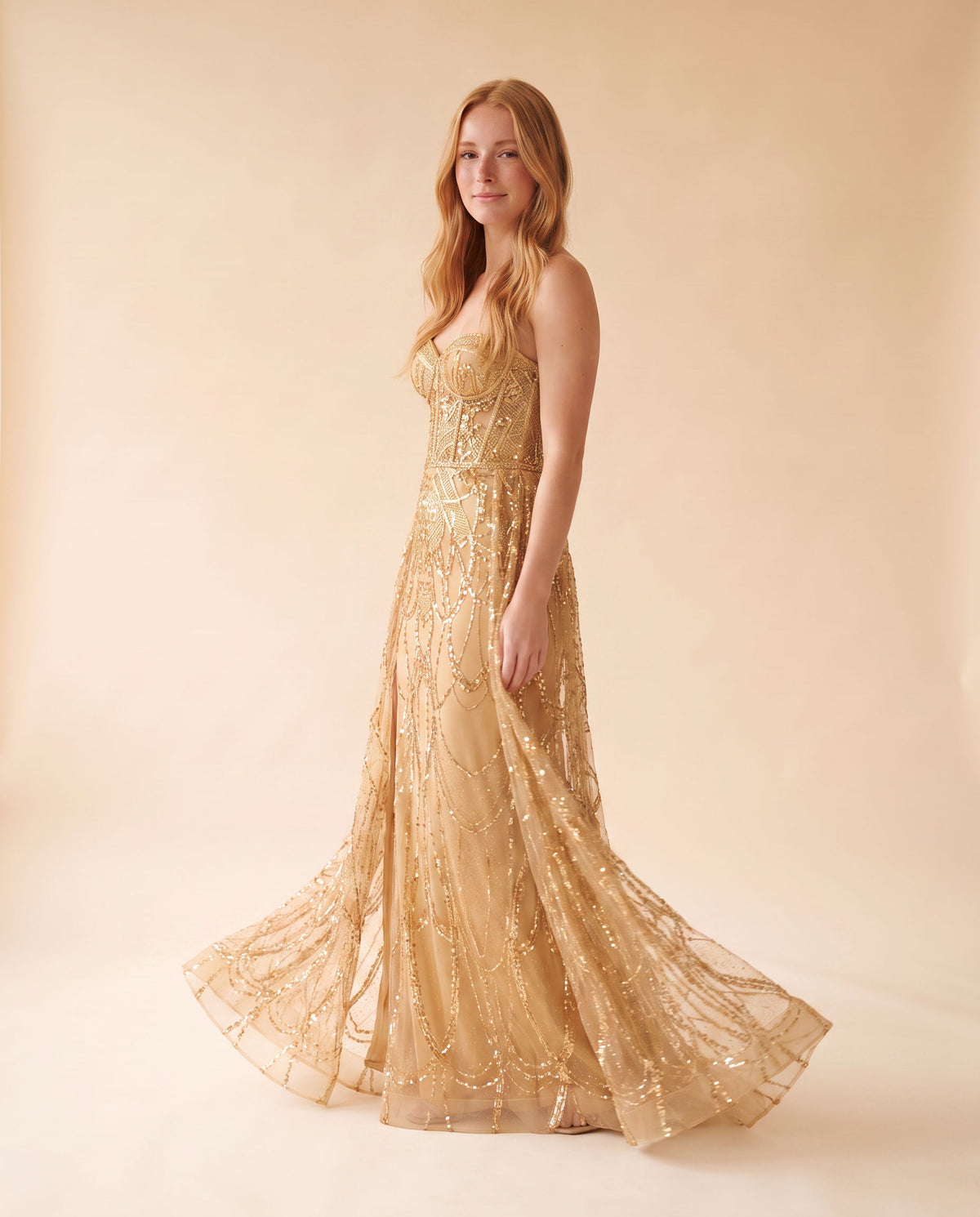 Robe Corset Brillante Or
