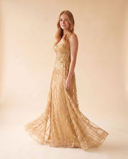 Robe Corset Brillante Or