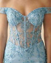 06369 Robe Corset Coupe Sirène Bleu Pâle