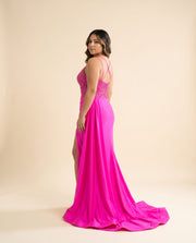 Robe Corset Ajustée Scintillante Fushia