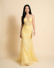 Robe Sirène À Corset Jaune