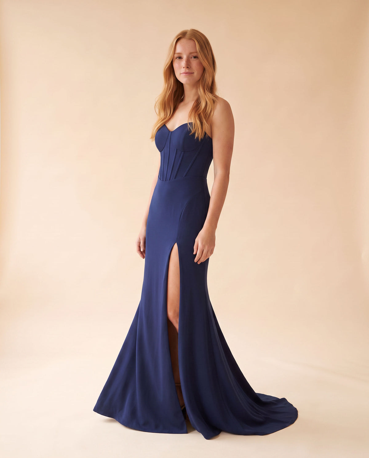 Robe Ajustée À Corset Marine