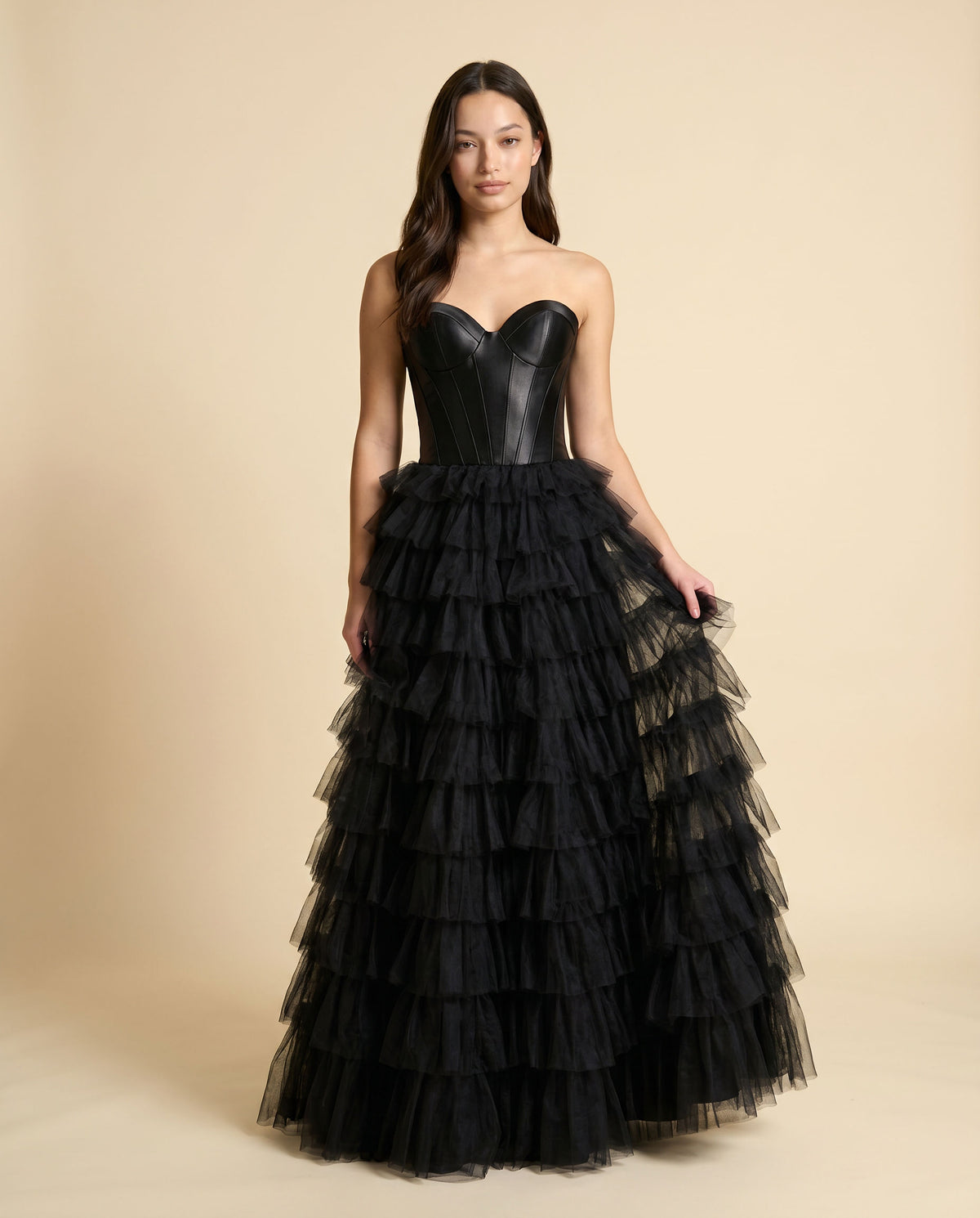 Robe Bustier à étages Noire